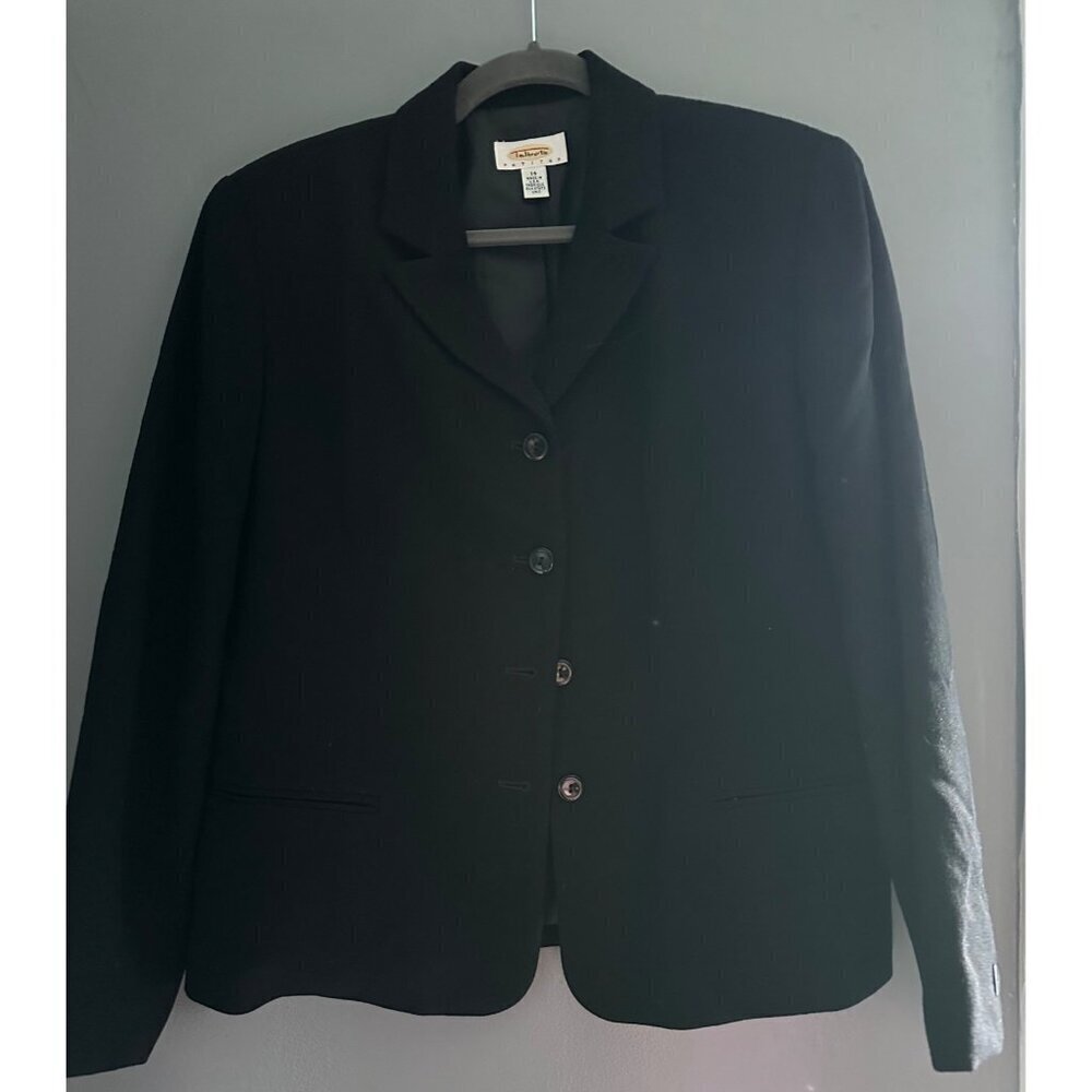 Talbots Blazer 100% Wool Women’s Size 12 Black Lagenlook academia old money y2k